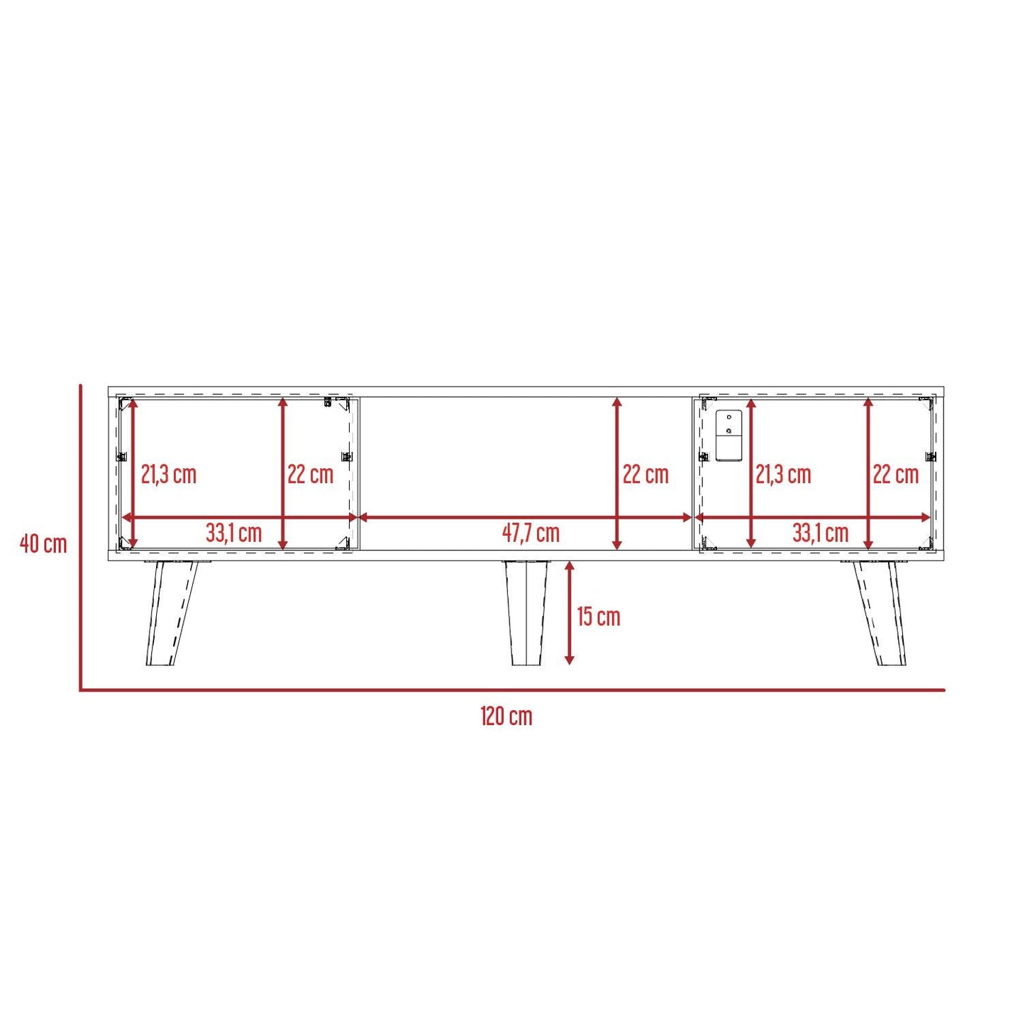 Mesa de Centro Mirabella, Cocoa, con un Cajón y Dos Puertas Batientes - VIRTUAL MUEBLES