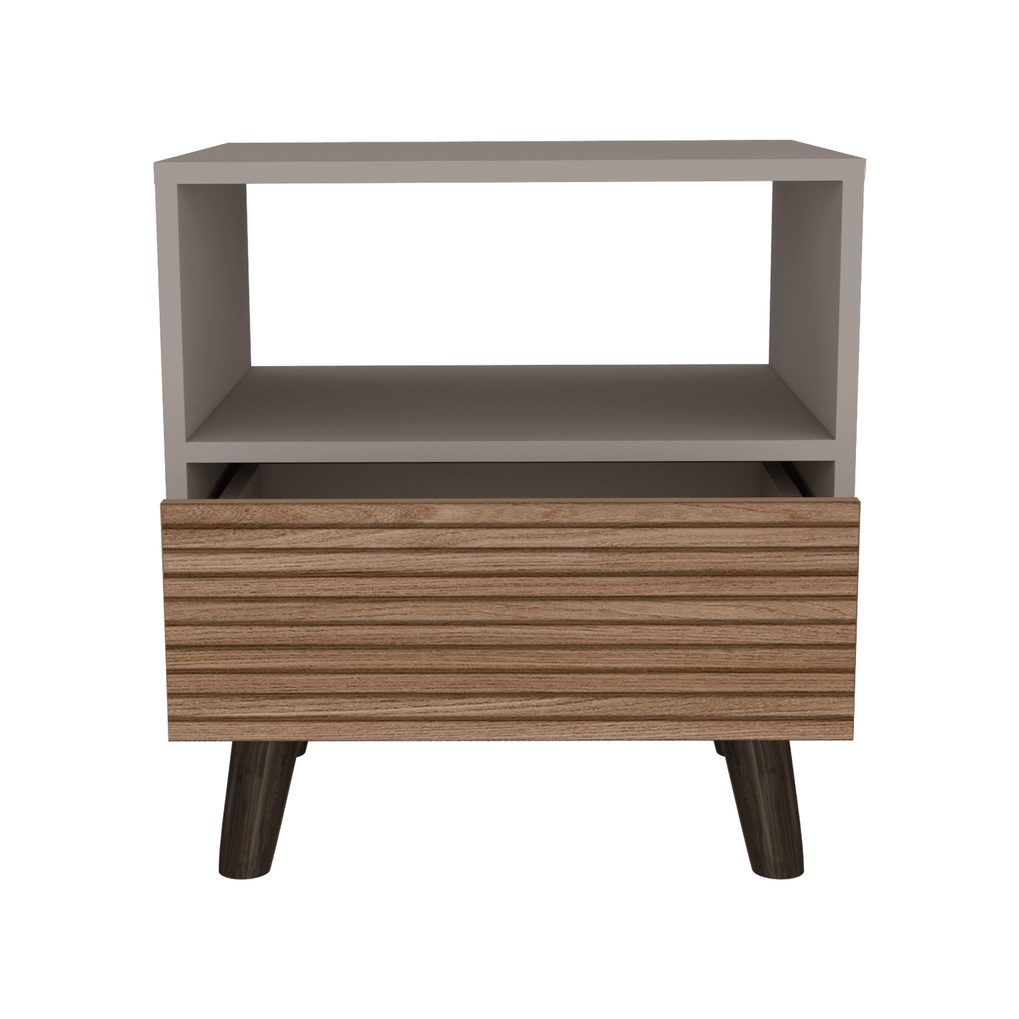 Mesa de Noche, Mirabella, Cocoa, con un Cajón y Amplio espacio para Almacenar Objetos - VIRTUAL MUEBLES