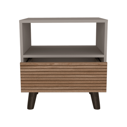 Mesa de Noche, Mirabella, Cocoa, con un Cajón y Amplio espacio para Almacenar Objetos - VIRTUAL MUEBLES