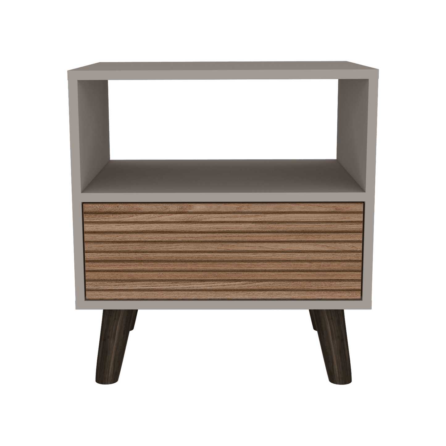 Mesa de Noche, Mirabella, Cocoa, con un Cajón y Amplio espacio para Almacenar Objetos - VIRTUAL MUEBLES