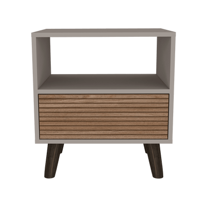 Mesa de Noche, Mirabella, Cocoa, con un Cajón y Amplio espacio para Almacenar Objetos - VIRTUAL MUEBLES