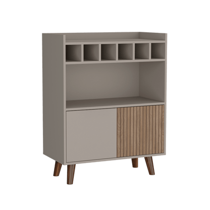 Bar Mirabella, Cocoa, con Dos Puertas Abatibles y Espacio para Almacenar Copas - VIRTUAL MUEBLES