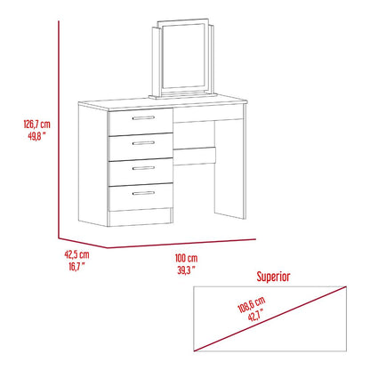Mueble Tocador Treviso Ceniza y Blanco