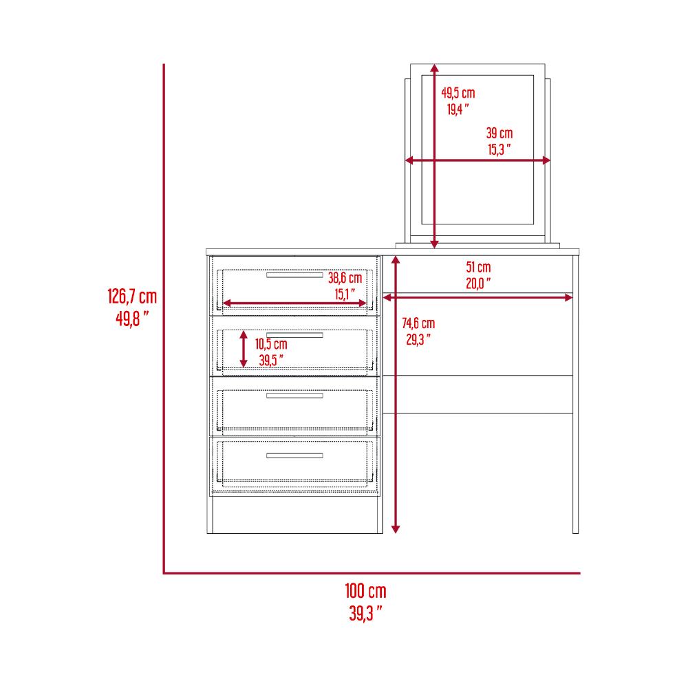 Mueble Tocador Treviso Ceniza y Blanco