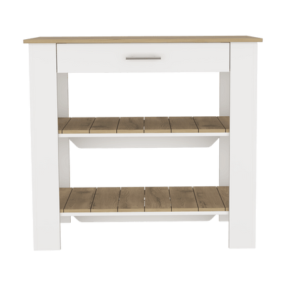 Mesa Auxiliar Cala color Blanco Vainilla Y Beige Para Cocina.