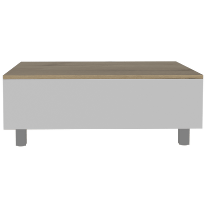 Mesa De Centro Albar Color Blanco Y Cafe Claro para Sala.