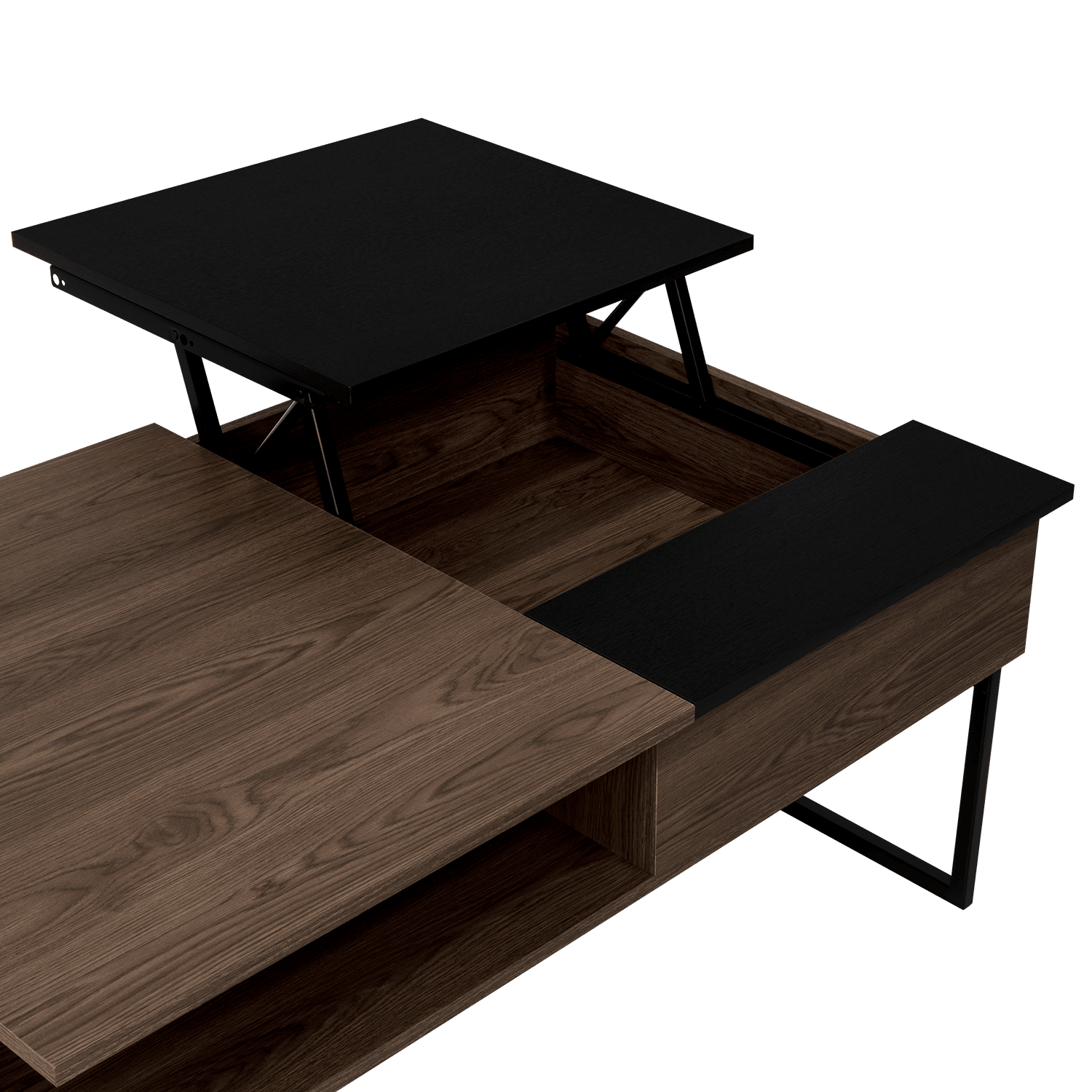 Mesa de Centro Salento, Chocolate y Wengue, con patas metálicas - VIRTUAL MUEBLES