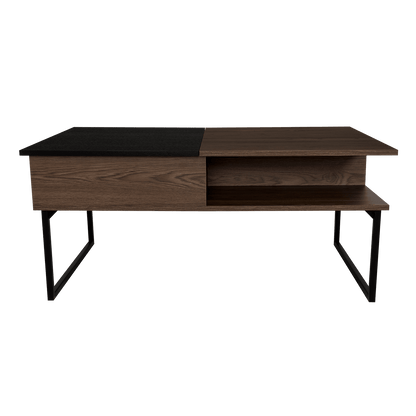 Mesa de Centro Salento, Chocolate y Wengue, con patas metálicas - VIRTUAL MUEBLES