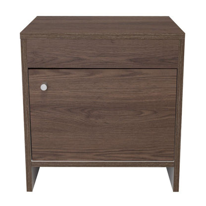 Mesa de Noche Tutto, Chocolate y Blanco, con Un Cajón Amplio Ideal Para Espacios Pequeños - VIRTUAL MUEBLES