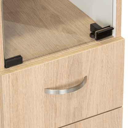 Mueble Auxiliar de Baño Picasso, Beige y Blanco, con Dos Entrepaños y Cuatro Cajones - VIRTUAL MUEBLES