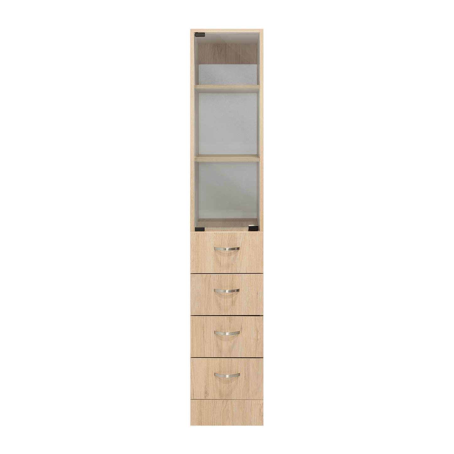 Mueble Auxiliar de Baño Picasso, Beige y Blanco, con Dos Entrepaños y Cuatro Cajones - VIRTUAL MUEBLES