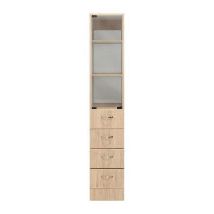 Mueble Auxiliar de Baño Picasso, Beige y Blanco, con Dos Entrepaños y Cuatro Cajones - VIRTUAL MUEBLES