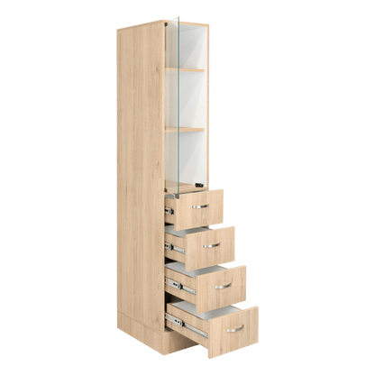 Mueble Auxiliar de Baño Picasso, Beige y Blanco, con Dos Entrepaños y Cuatro Cajones - VIRTUAL MUEBLES