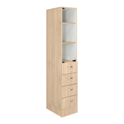 Mueble Auxiliar de Baño Picasso, Beige y Blanco, con Dos Entrepaños y Cuatro Cajones - VIRTUAL MUEBLES
