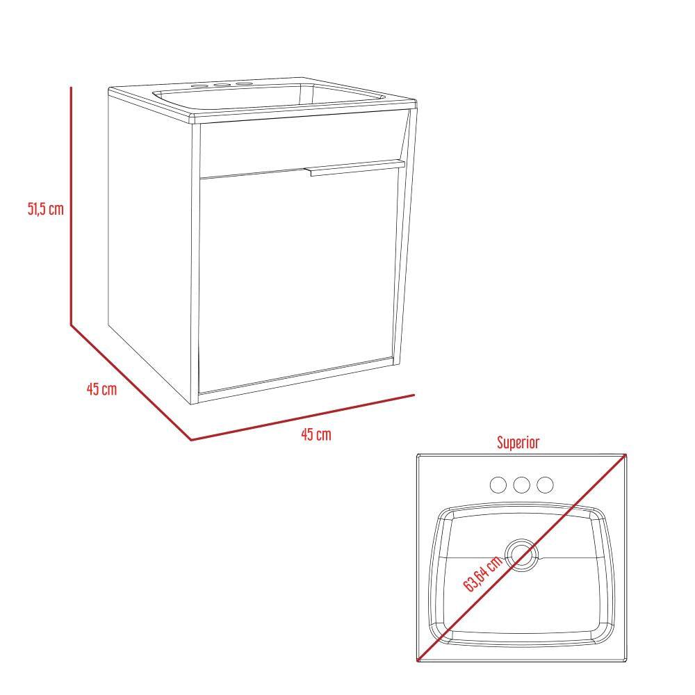 Mueble Lavamanos Burco color Cafe Claro Y Blanco Para Baño.