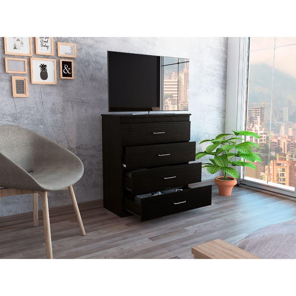 Organizador Marino, Wengue, con Cuatro Cajones Organizadores y Manijas Metálicas - VIRTUAL MUEBLES