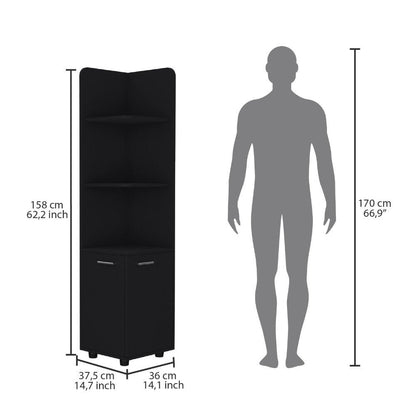Mueble Esquinero Malibu, Wengue, con dos puertas abatibles y patas metalicas