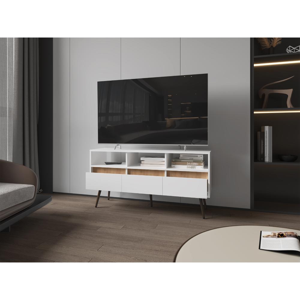 Mesa para TV Aranjuez Blanco y Fresno Eu, para tv  50"
