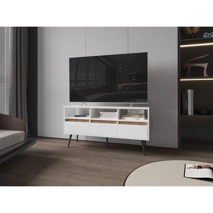 Mesa para TV Aranjuez Blanco y Fresno Eu, para tv  50"