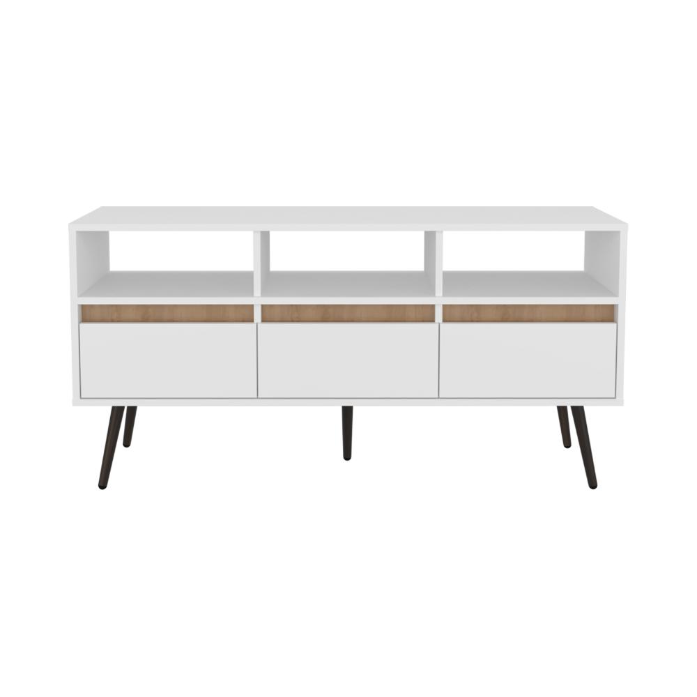 Mesa para TV Aranjuez Blanco y Fresno Eu, para tv  50"