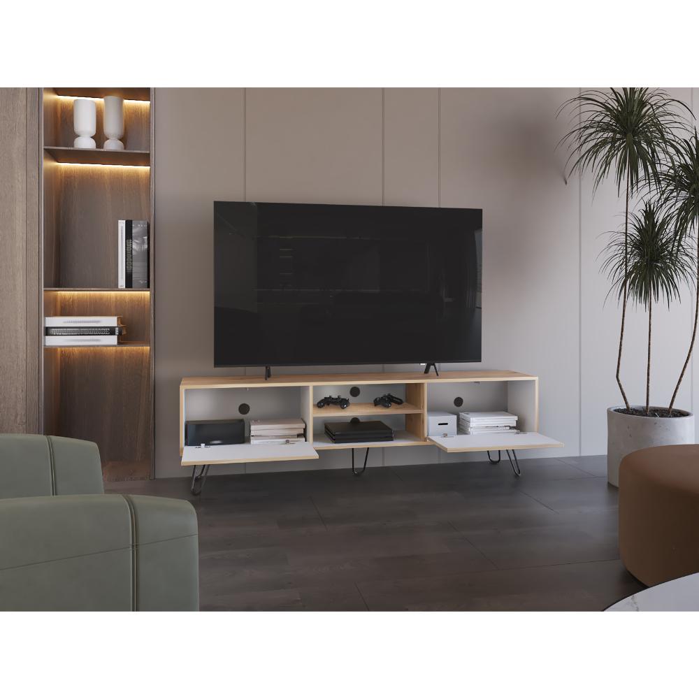 Mesa Para TV Paris Duna y Blanco para TV de 80"