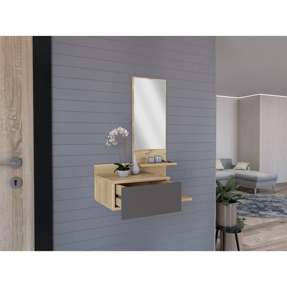 Mesa Flotante Recibidor Vienna Duna y Plomo