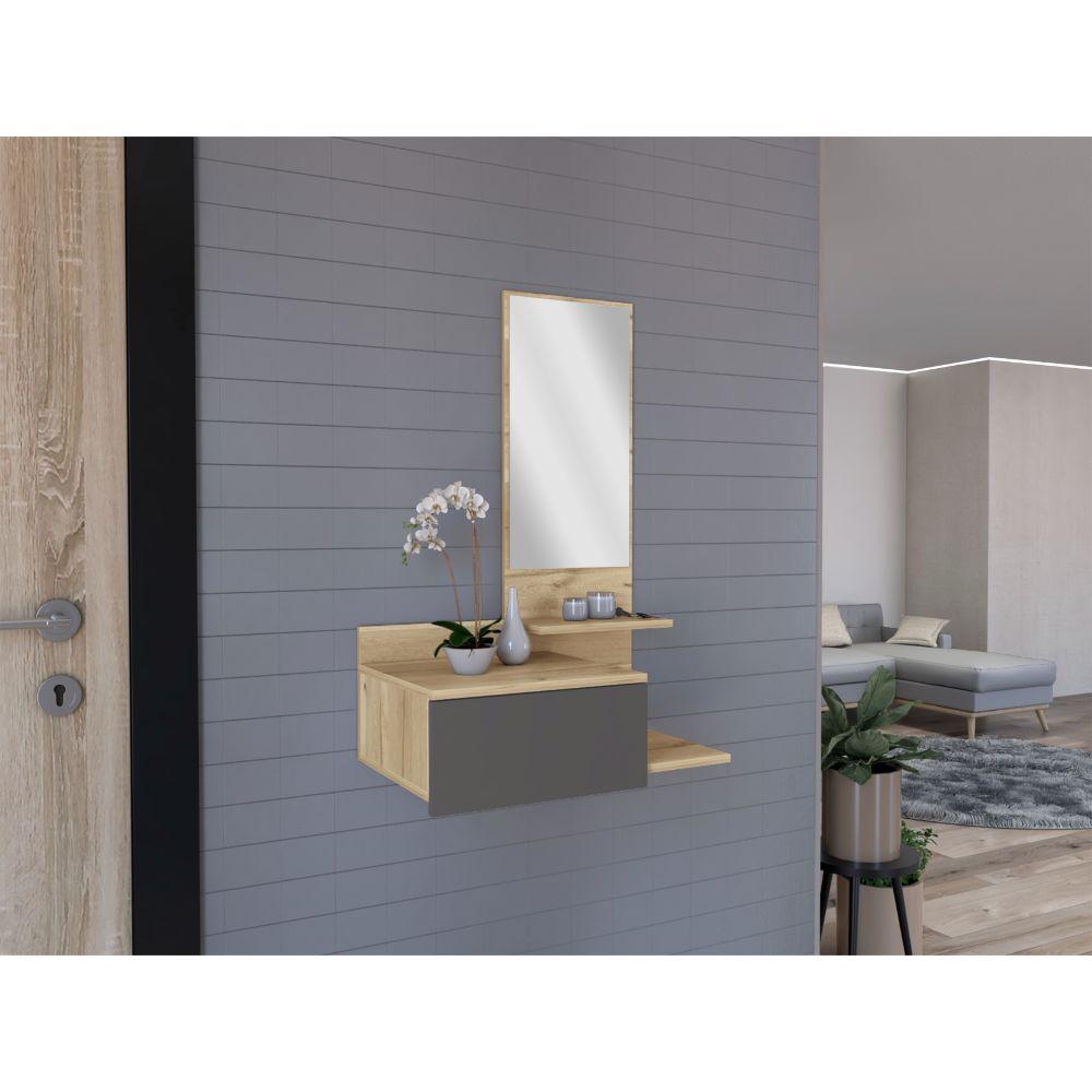 Mesa Flotante Recibidor Vienna Duna y Plomo