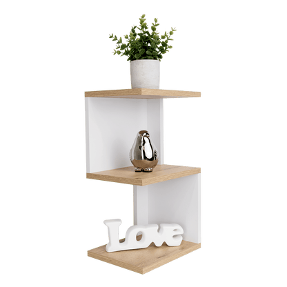 Repisa Esquinera Índigo, Beige y Blanco, con dos entrepaños - VIRTUAL MUEBLES
