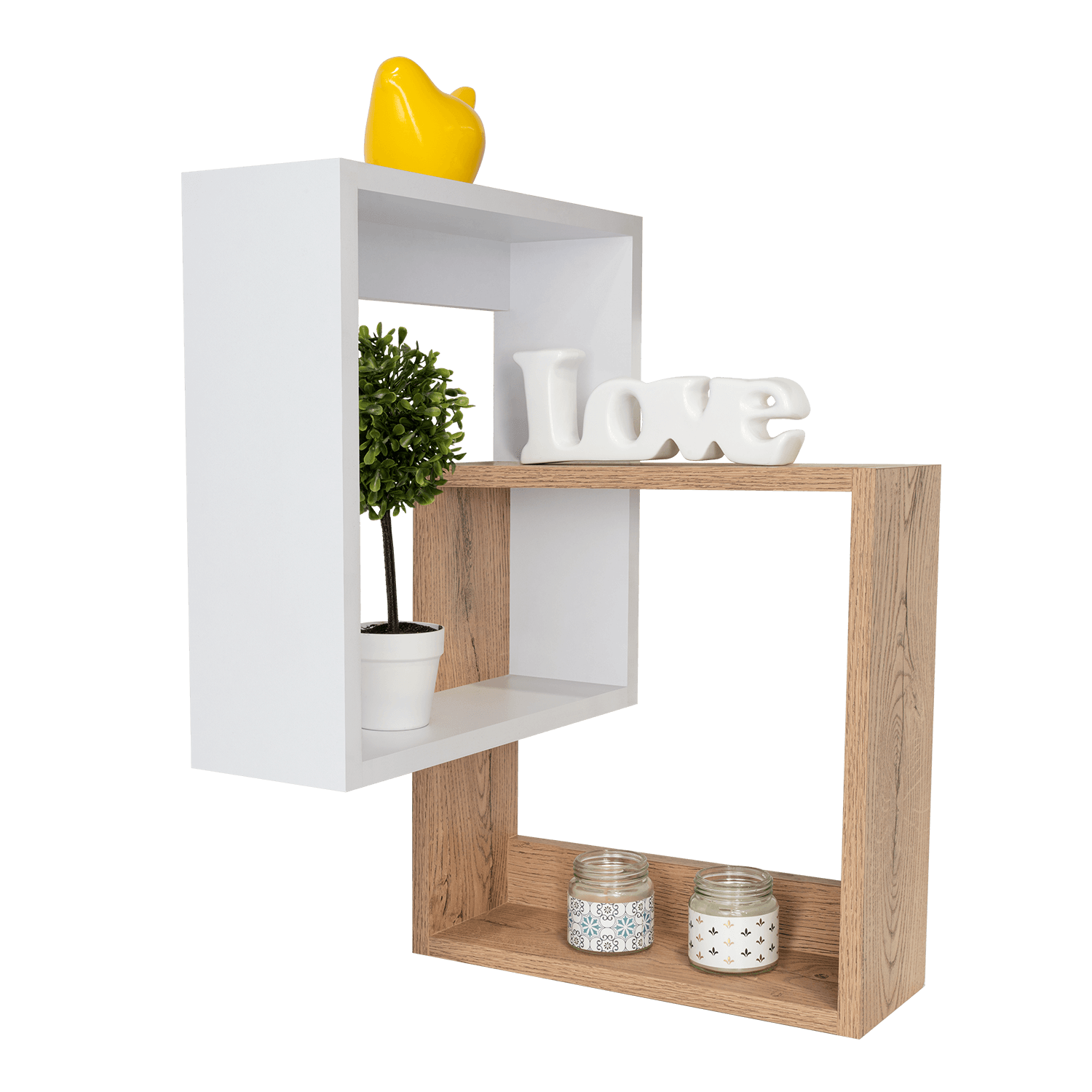 Repisa Cuadrada Deia, Beige y Blanco, x 1 Unidad - VIRTUAL MUEBLES