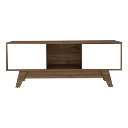 Mesa de Tv Rizzo, Castaño y Blanco Duqueza, con Espacio Para Televisor - VIRTUAL MUEBLES