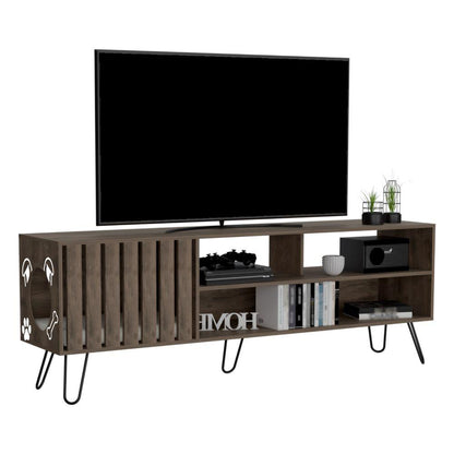 Mesa para Tv Feretti, Nogal, cuenta con espacio para Mascota Hasta 75 Pulgadas
