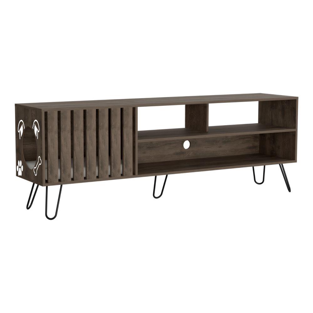 Mesa para Tv Feretti, Nogal, cuenta con espacio para Mascota Hasta 75 Pulgadas