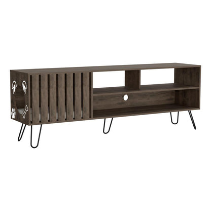 Mesa para Tv Feretti, Nogal, cuenta con espacio para Mascota Hasta 75 Pulgadas