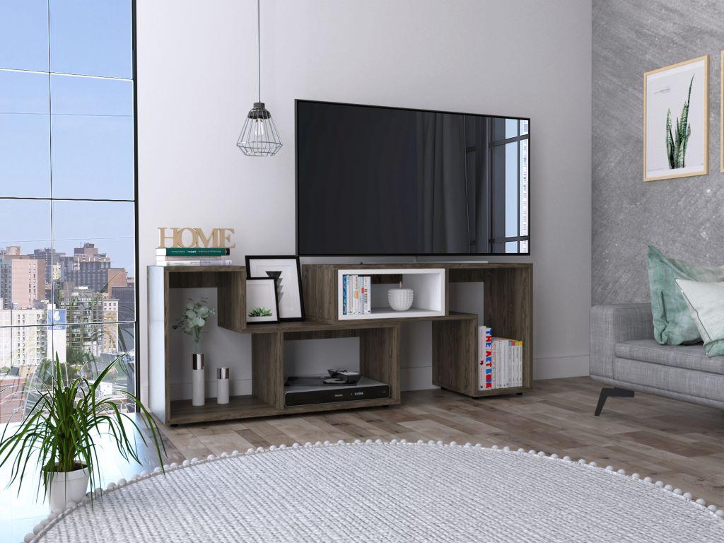 Mesa Para Tv Treviso, Chocolate y Blanco, con Espacio Para Televisor de Hasta 40 Pulgadas