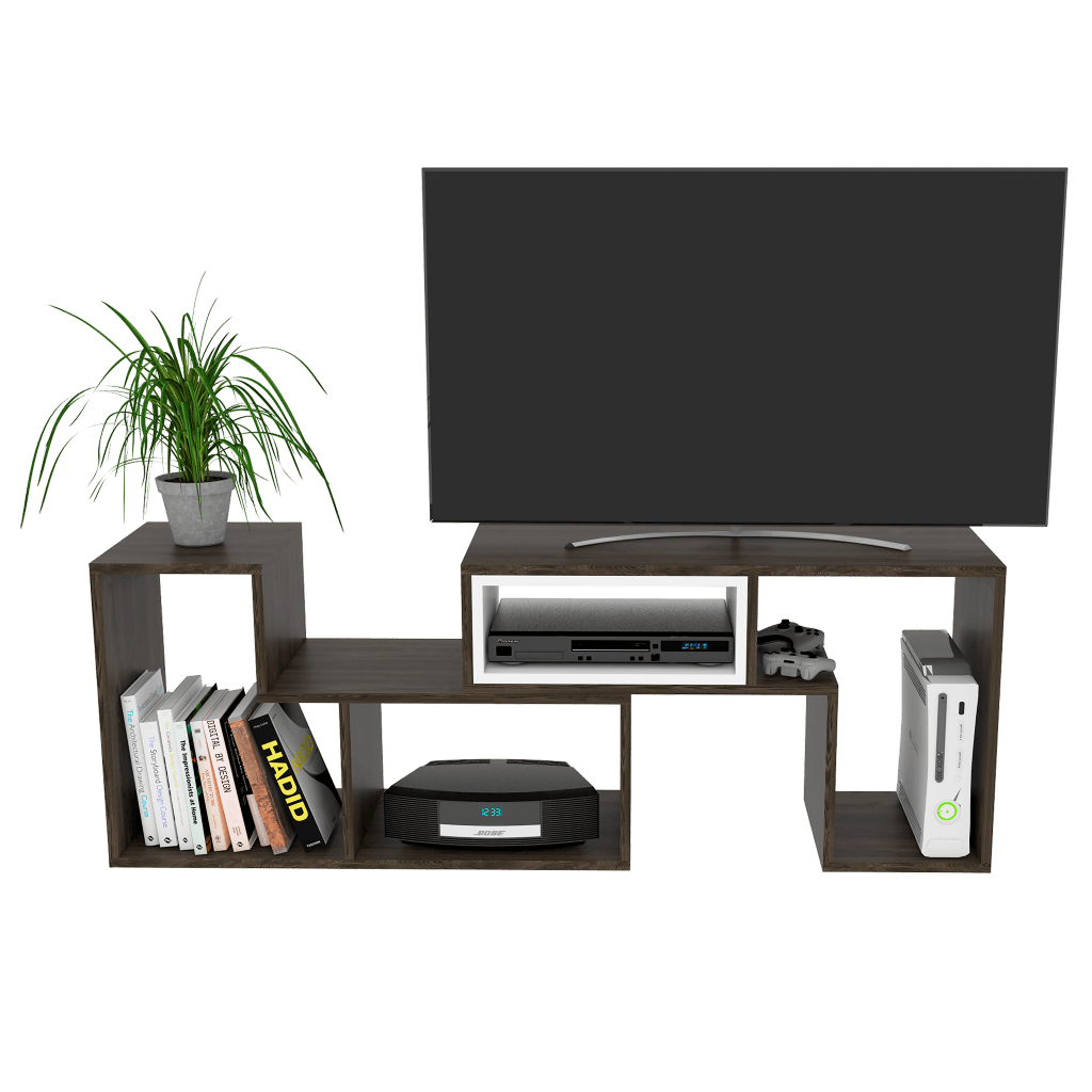 Mesa Para Tv Treviso, Chocolate y Blanco, con Espacio Para Televisor de Hasta 40 Pulgadas