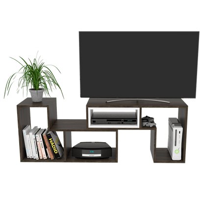 Mesa Para Tv Treviso, Chocolate y Blanco, con Espacio Para Televisor de Hasta 40 Pulgadas