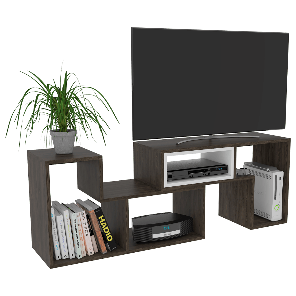 Mesa Para Tv Treviso, Chocolate y Blanco, con Espacio Para Televisor de Hasta 40 Pulgadas