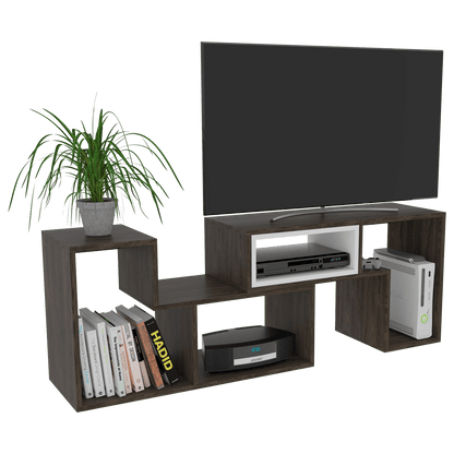 Mesa Para Tv Treviso, Chocolate y Blanco, con Espacio Para Televisor de Hasta 40 Pulgadas