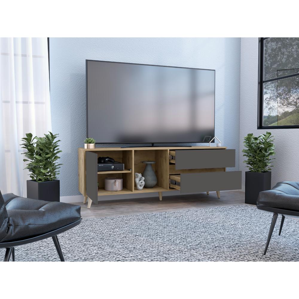 Rack para TV Lazzaro Macadamia y Plomo para Tv de  65''
