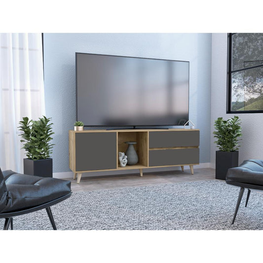 Rack para TV Lazzaro Macadamia y Plomo para Tv de  65''
