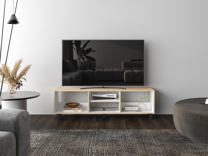 Mesa Para Tv Pirelli Rovere y Blanco para TV de 70"