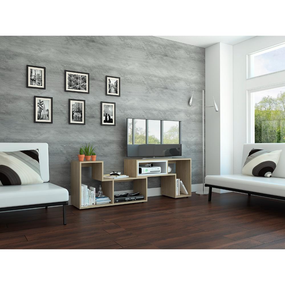 Rack extensible Cassano  Rovere y Blanco para Tv de 50"
