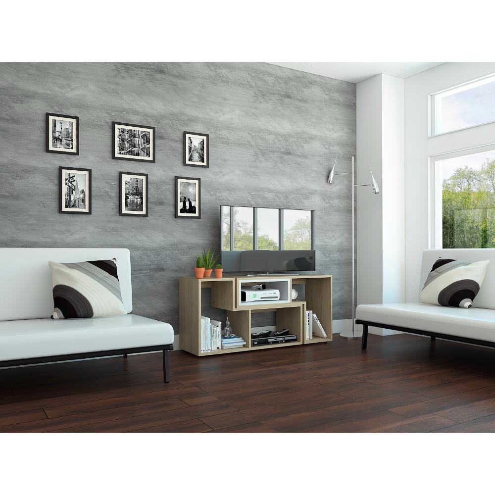 Rack extensible Cassano  Rovere y Blanco para Tv de 50"