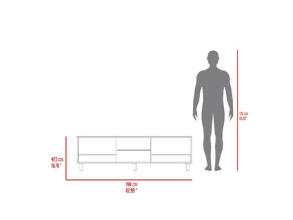 Mesa Para Tv Pirelli Rovere y Blanco para TV de 70"