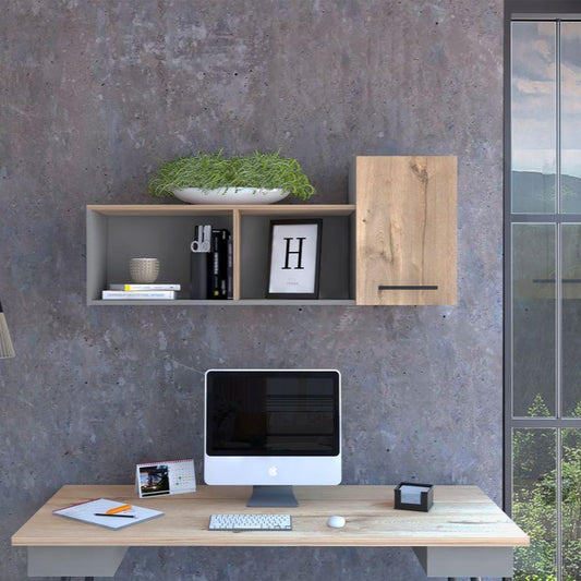 Repisa Flotante Esperanza, Café Claro y Gris Claro, Ideal Para Ubicar Objetos