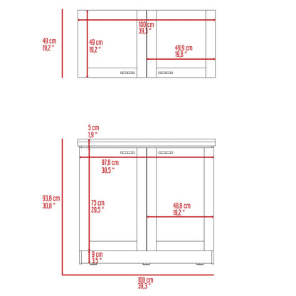 Cocina Integral Toronto, Blanco, Incluye Mesón Izquierdo - VIRTUAL MUEBLES