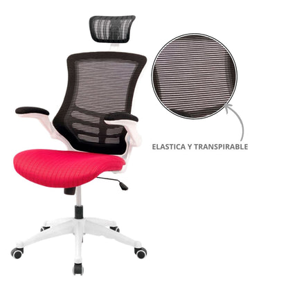Silla De Oficina Elaris Alta Rojo Blanco