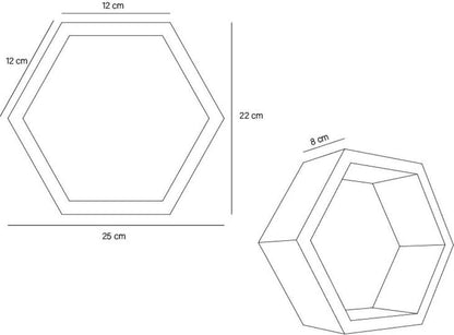 Set de Repisas Hexagonal Hades color Beige para Ambientes.