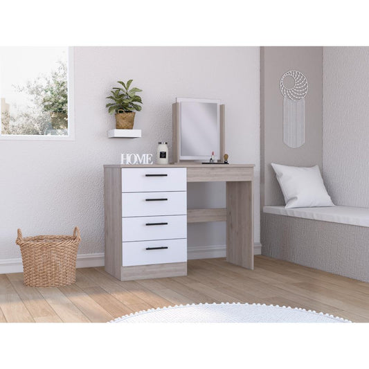 Mueble Tocador Treviso Ceniza y Blanco