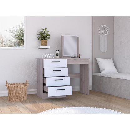 Mueble Tocador Treviso Ceniza y Blanco